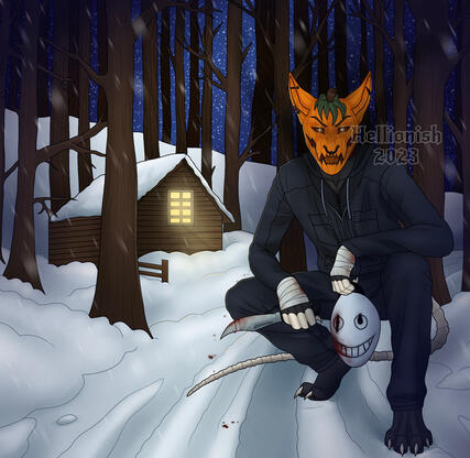 Simple Shaded Fullbody +Complex Background +2 Props +Blood
