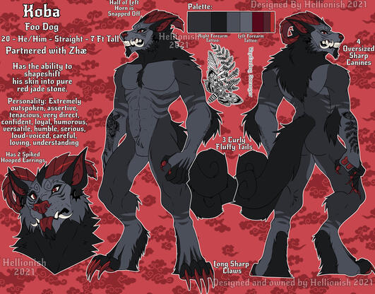 (Custom Character Design) Front View, Back View, Headshot, Tattoos View, Color Palette, Info